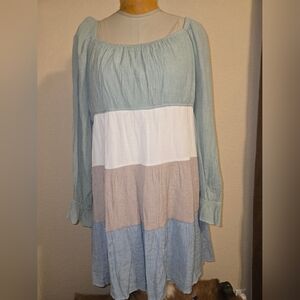 Perch By Blu Pepper 3XL Colorblock Dress In Light Blues And Greens